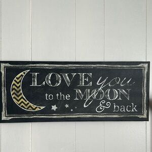 Love You to the Moon & Back Art Print - Black and Gold Faux Chalk